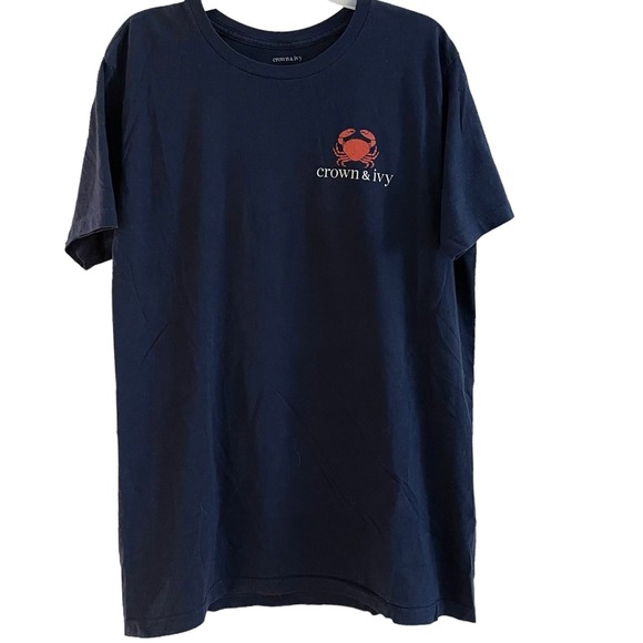 Crown & Ivy Unisex‎ M Medium Tee Shirt Southern Crab Blue Short Sleeve Crew Neck - Picture 2 of 7